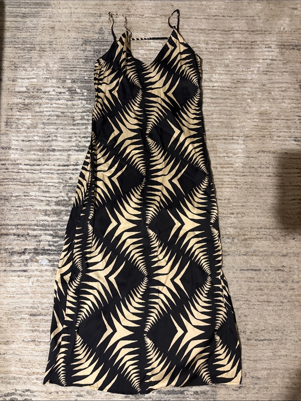 ba&sh Black & Cream Geometric Slip Dress, 2